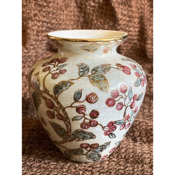 Vintage Gilded Toyo Vase Hand Painted in Chinese Cloisonne Collectible - Small - Picture 1 of 7